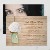 Rustikales Mason Jar Hydrangea Brautparty mit Foto Einladung (Vorne/Hinten)