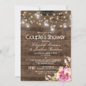 Rustikales Mason Jar Lights Blush Brautparty Einladung (Vorderseite)
