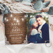 Rustikales Mason Jar Lights Save the Date Foto
