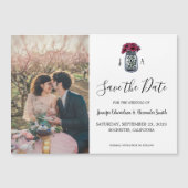 Rustikales Mason jar Monogramm Foto Save the Date Magneteinladung (Vorderseite)