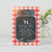 Rustikales Mason Jar Picnic 21. Geburtstag Party Einladung (Stehend Vorderseite)