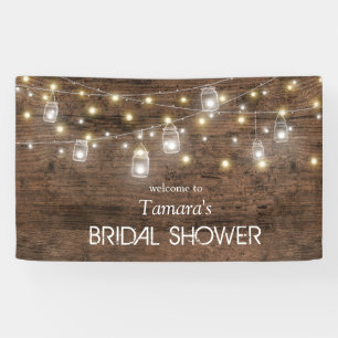 Rustikales Mason Jar String Lights Brautparty Banner