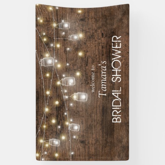 Rustikales Mason Jar String Lights Brautparty Banner (Vertikal)