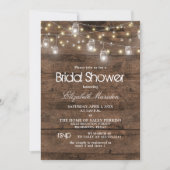 Rustikales Mason Jar String Lights Brautparty Einladung (Vorderseite)