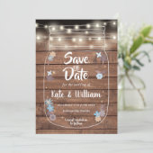 Rustikales Mason Jar String Lights Foto Save The Date (Stehend Vorderseite)