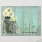 Rustikales Mason Jar und Daisy Wedding Menü Menükarte (Rückseite)