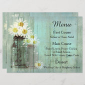 Rustikales Mason Jar und Daisy Wedding Menü Menükarte (Vorne/Hinten)