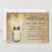 Rustikales Mason Jar Yellow Floral Brautparty Einladung (Vorderseite)