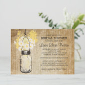 Rustikales Mason Jar Yellow Floral Brautparty Einladung (Stehend Vorderseite)