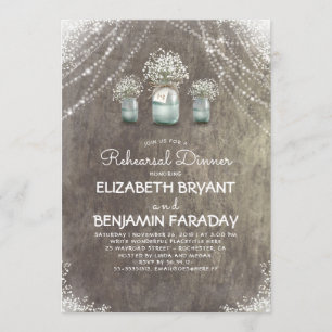 Rustikales Mason Jars Gipskraut Probe Abendessen Einladung