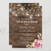 Rustikales Mason Jars Lights Probe Dinner Einladung (Vorne/Hinten)