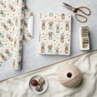 Rustikales Mason-Topf-Geschenkpapier Geschenkpapier