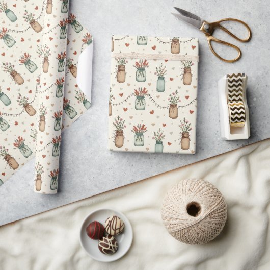 Rustikales Mason-Topf-Geschenkpapier Geschenkpapier (Kunsthandwerk)