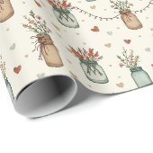 Rustikales Mason-Topf-Geschenkpapier Geschenkpapier (Rolleneckpunkt)