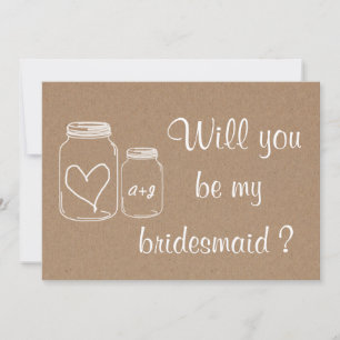 Rustikales Masonjar Herz Werden Sie meine Bridesma Einladung