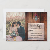 Rustikales Maurerschiff Foto Hochzeit RSVP Karte (Vorderseite)