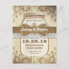 Rustikales Maurerschiff Save the Date Postkarten
