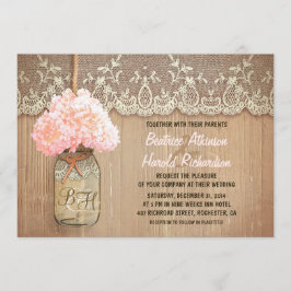 Rustikales Mauritius-Glas-Hydrangea-Hochzeit Einladung