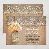 Rustikales Mauritius Jar Peach Hydrangea Hochzeit Einladung (Vorne/Hinten)