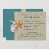 Rustikales Meeresrauschen-Starfish-Brautparty Einladung (Vorne/Hinten)