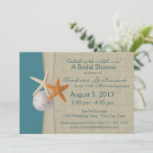 Rustikales Meeresrauschen-Starfish-Brautparty Einladung (Stehend Vorderseite)