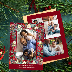 Rustikales mehrfarbiges Foto, botanisches Weihnach Feiertagskarte