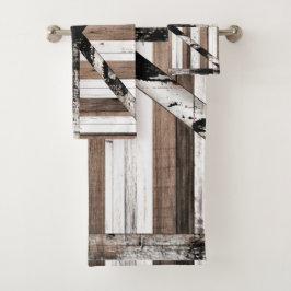 Rustikales Mehrholz-Weiß- und Braunstüren Badhandtuch Set