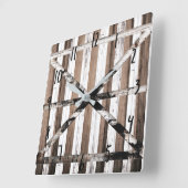 Rustikales Mehrholz-Weiß- und Braunstüren Quadratische Wanduhr (Winkel)