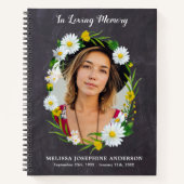 Rustikales Memorial Daisy Floral Begräbnis Gästebu Notizblock (Vorderseite)