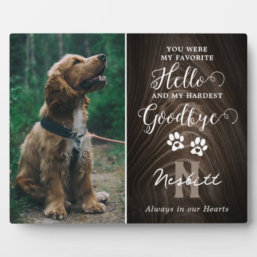 Rustikales Memorybild zum Verlust von Haustieren Fotoplatte (Vorderseite)