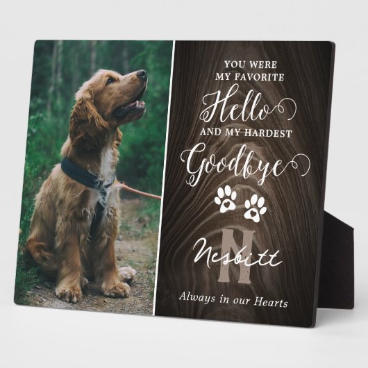 Rustikales Memorybild zum Verlust von Haustieren Fotoplatte (Seite)