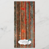 Rustikales Menü "Barn Wood Graffiti Heart Wedding" Menükarte (Rückseite)