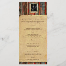 Rustikales Menü "Barn Wood Graffiti Heart Wedding" Menükarte