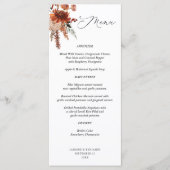 Rustikales Menü Earth & Champagne Florals Menükarte (Vorderseite)
