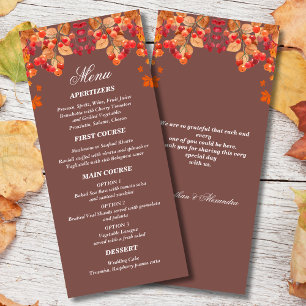 Rustikales Menü für die Hochzeit im Herbst im Herb Menükarte
