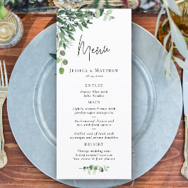 Rustikales Menü für Eukalyptus Wedding Menükarte