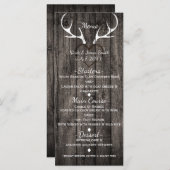 Rustikales Menü für Hirschliebhaber und Herz-Kreuz Menükarte (Vorne/Hinten)