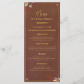 Rustikales Menü für Hochzeiten in Terracotta und G Menükarte (Vorderseite)