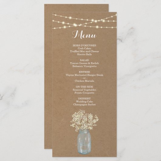 Rustikales Menü für Hochzeiten oder andere Besonde Programm (Vorne/Hinten)