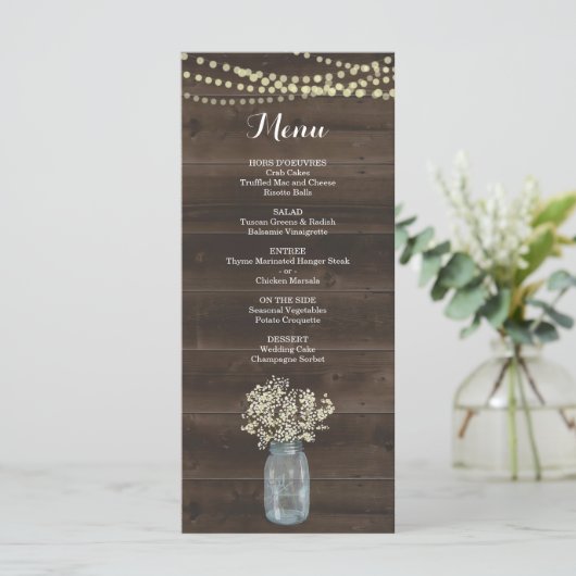 Rustikales Menü für Hochzeiten oder andere Besonde Programm (Stehend Vorderseite)