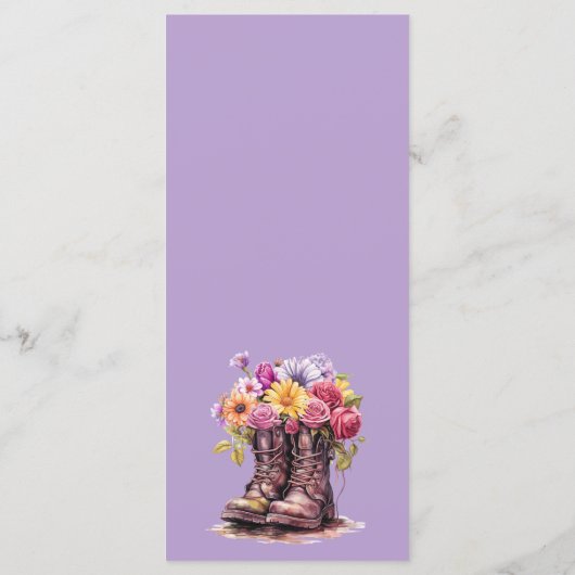 Rustikales Menü für Hochzeiten von Holz und Blumen Programm (Rückseite)