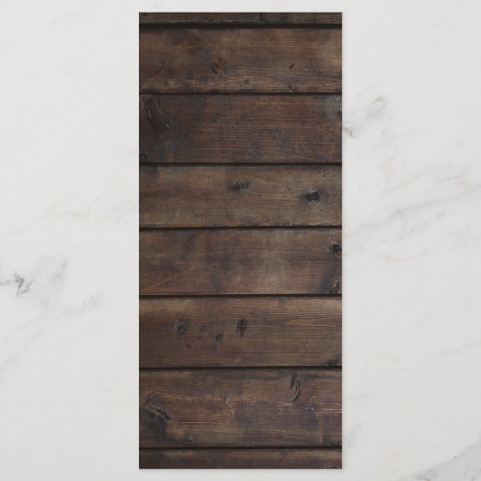 Rustikales Menü für Hochzeitsfeiern mit Holz Menükarte (Rückseite)