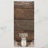 Rustikales Menü für Hochzeitsfeiern mit Holz und S Menükarte (Rückseite)
