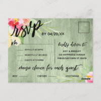 Rustikales Menü "Green Wood Boho Blume"