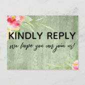 Rustikales Menü "Green Wood Boho Blume" Postkarte (Vorderseite)