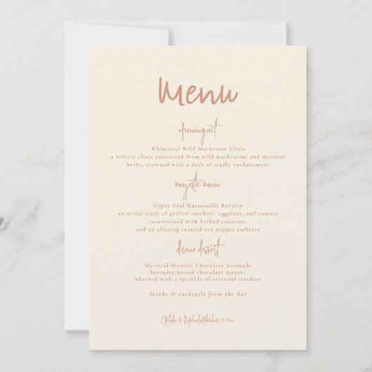 Rustikales Menü mit zwei Tonen Einladung (Vorderseite)