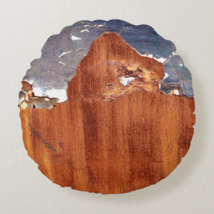 Rustikales Metall: Vintage Eisenstruktur. Rundes Kissen