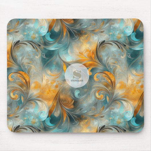 Rustikales Metallic Paisley Abstrakt - Vintag Insp Mousepad (Vorne)