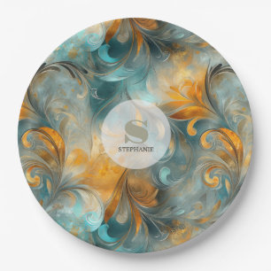 Rustikales Metallic Paisley Abstrakt - Vintag Insp Pappteller