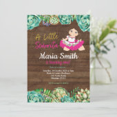 Rustikales mexikanisches Kaktus Fiesta 1. Geburtst Einladung (Stehend Vorderseite)